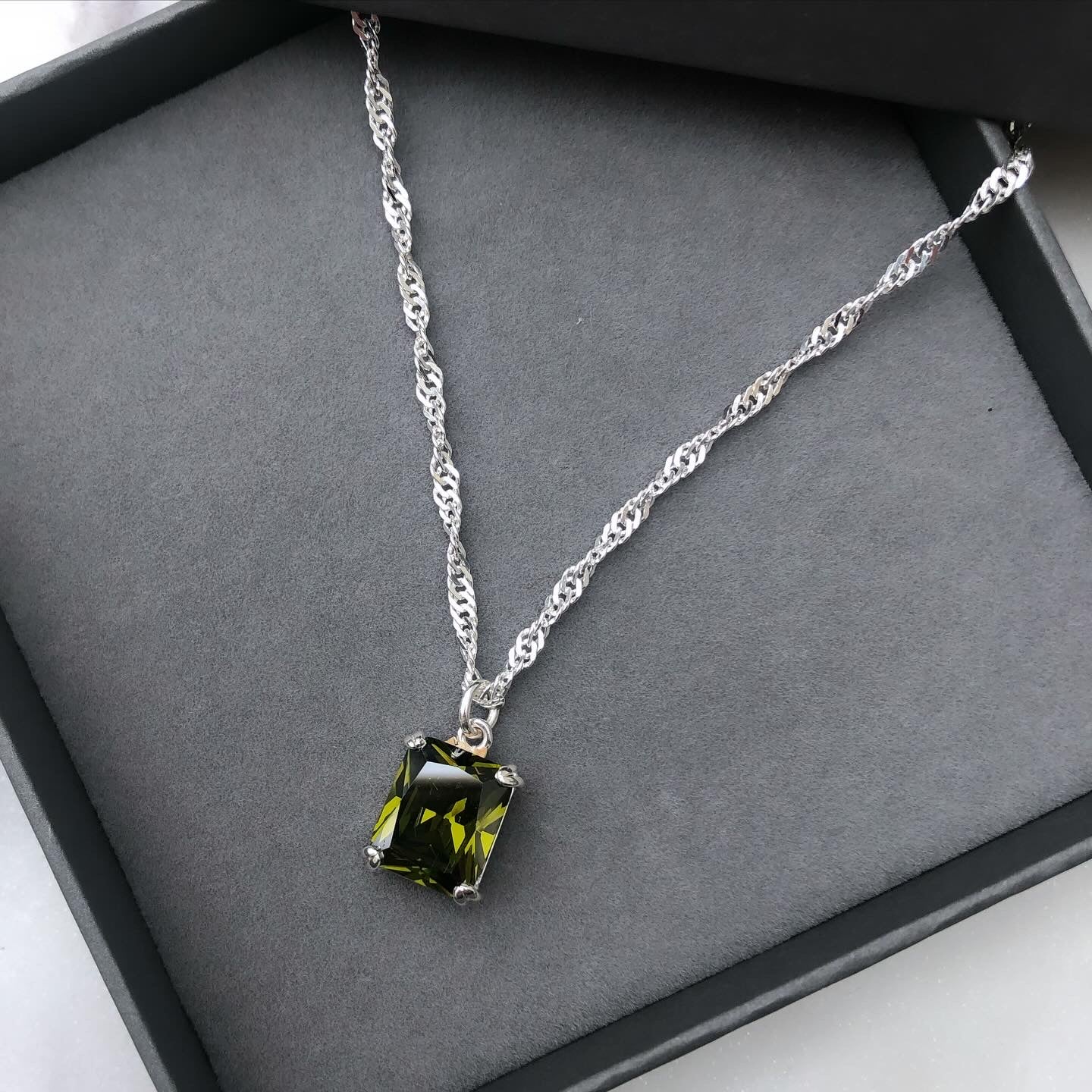 Emerald cut cubic zirconia pendant