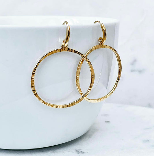 Solar circle drop earrings