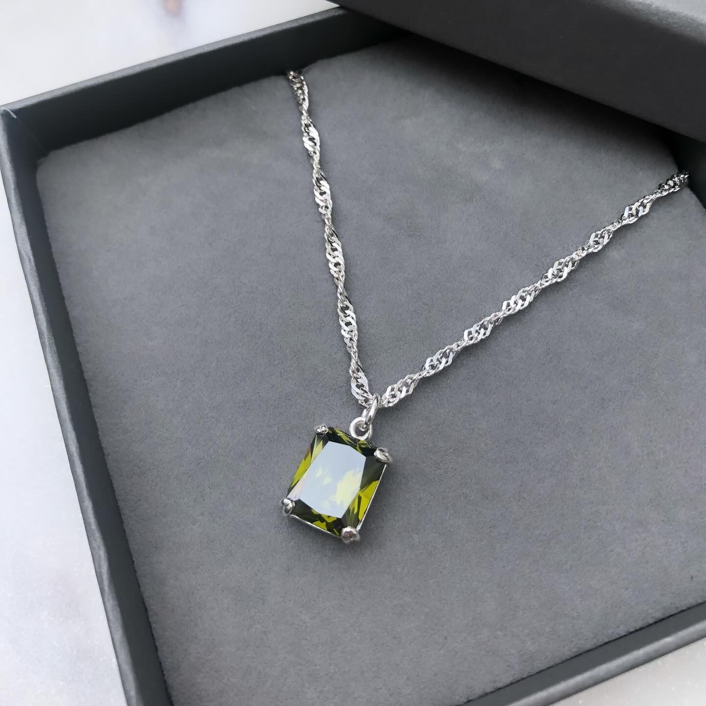 Emerald cut cubic zirconia pendant