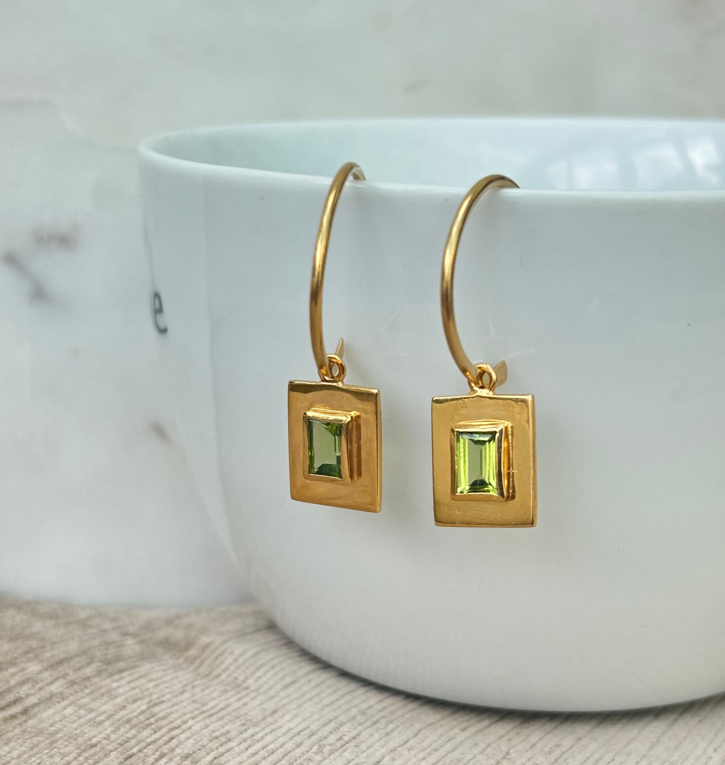 Baguette peridot earrings