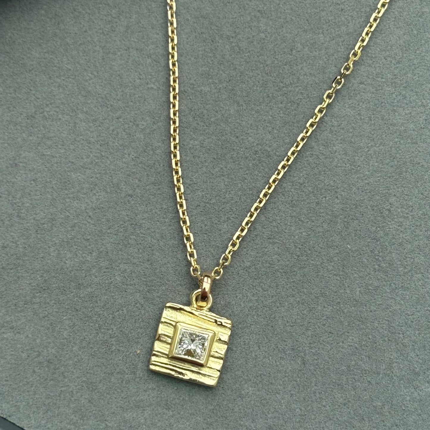 9ct gold square Solar diamond pendant