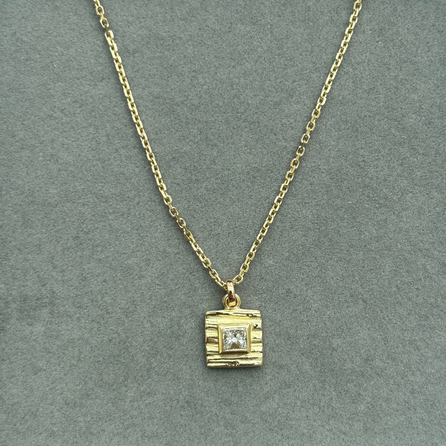 9ct gold square Solar diamond pendant