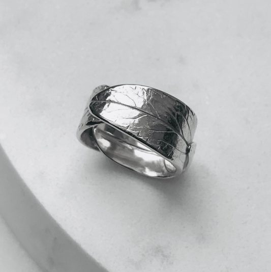 Silver Vervain leaf ring