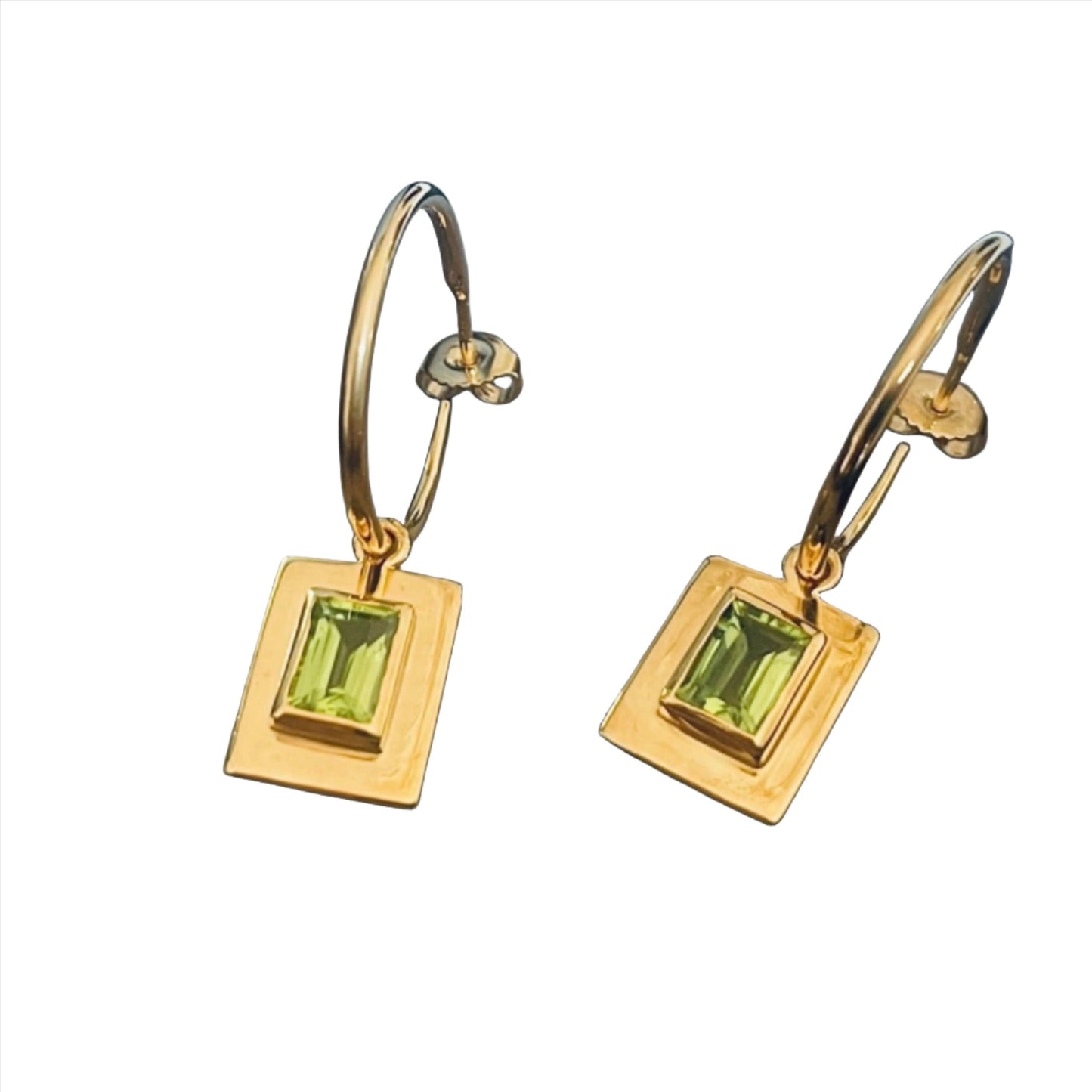 Baguette peridot earrings