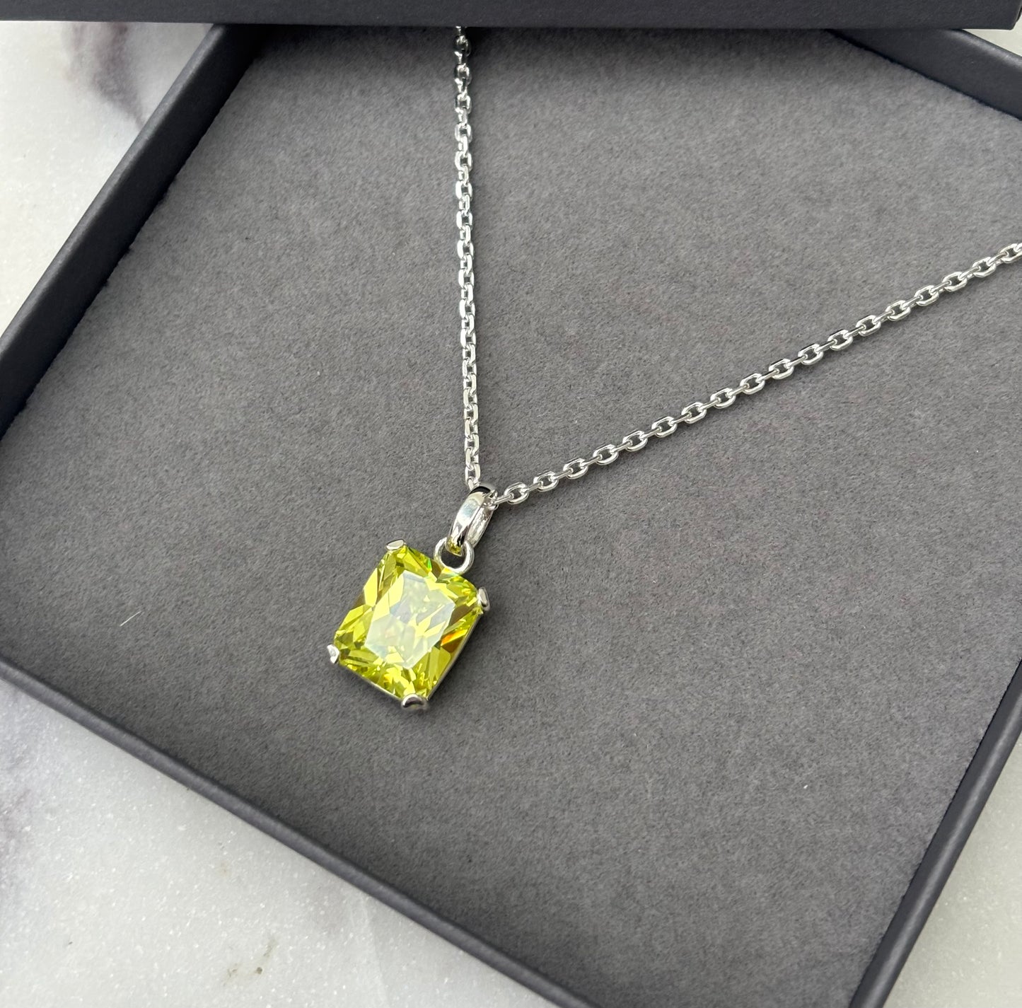 Emerald cut cubic zirconia pendant