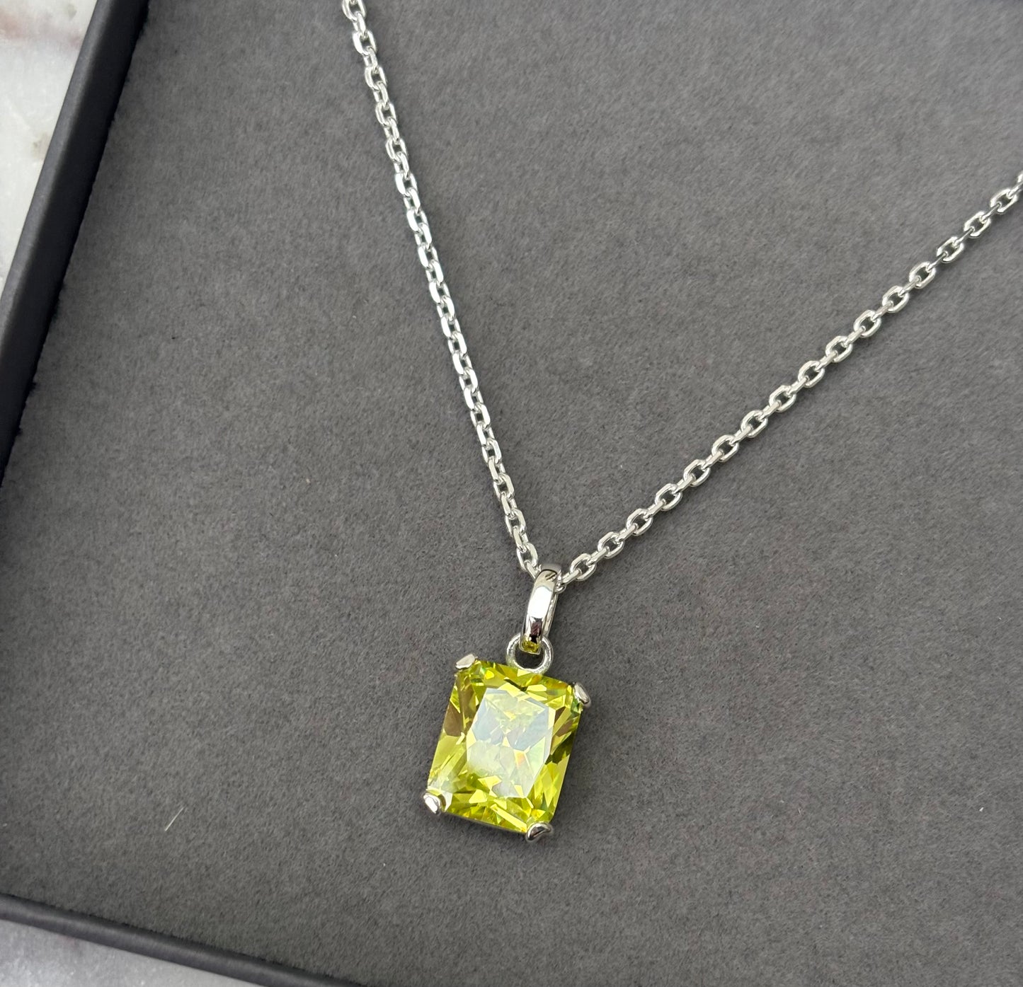 Emerald cut cubic zirconia pendant