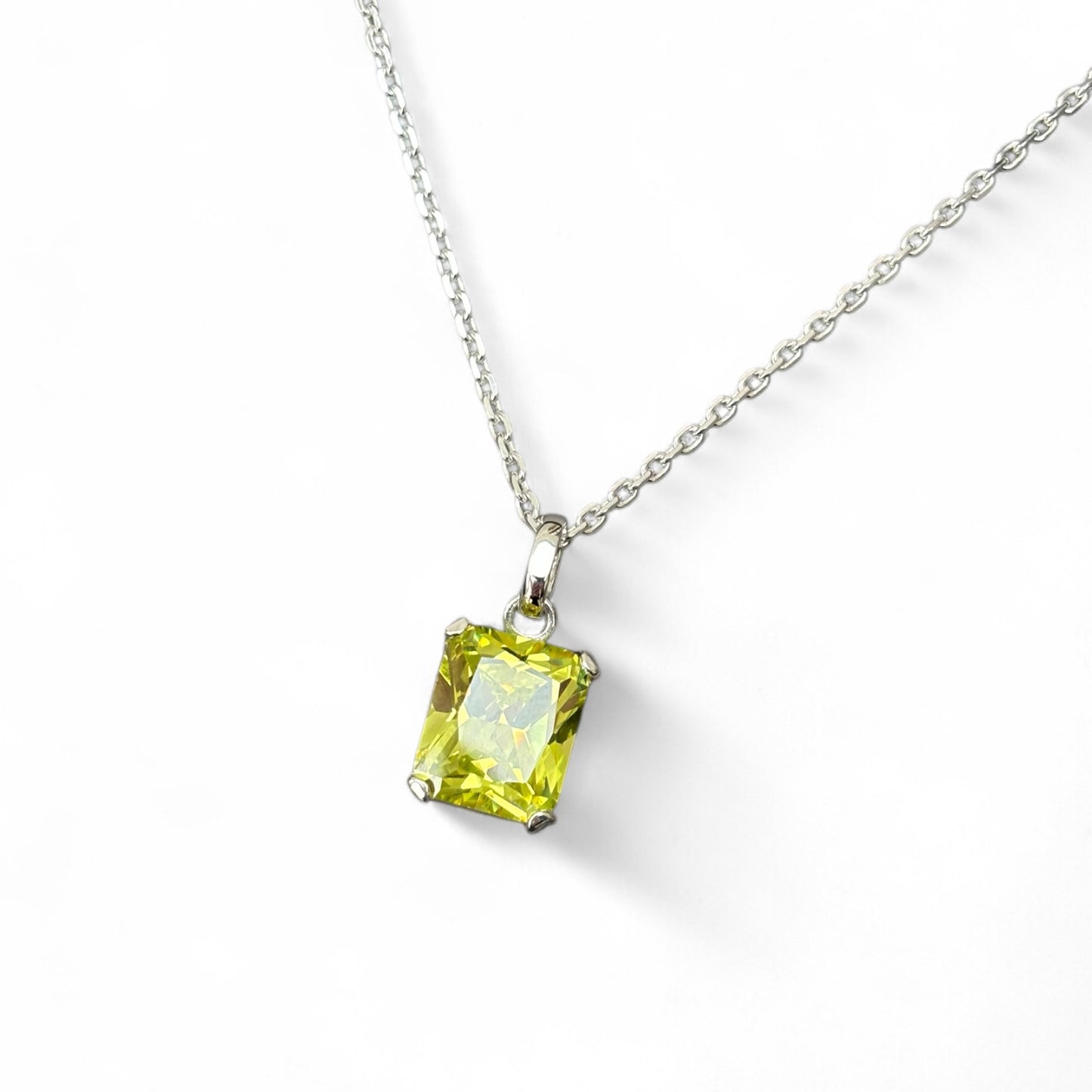 Emerald cut cubic zirconia pendant